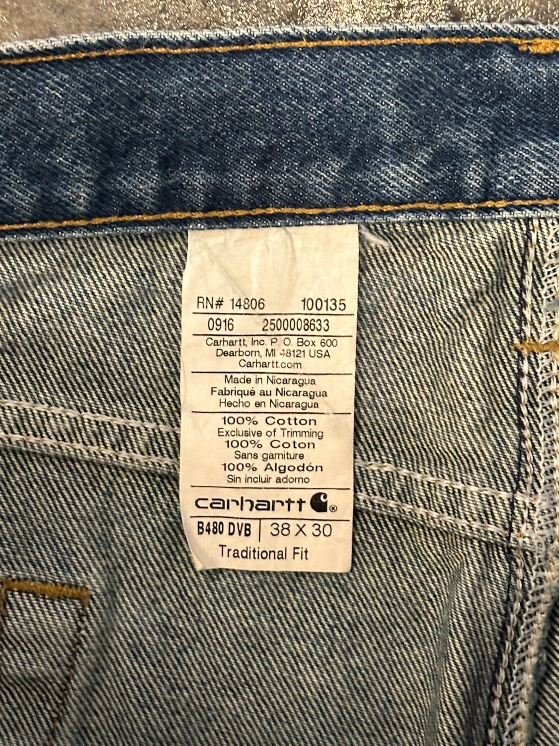 Carhartt 칼하트 Traditional fit 데님팬츠 38x30 상품이미지5