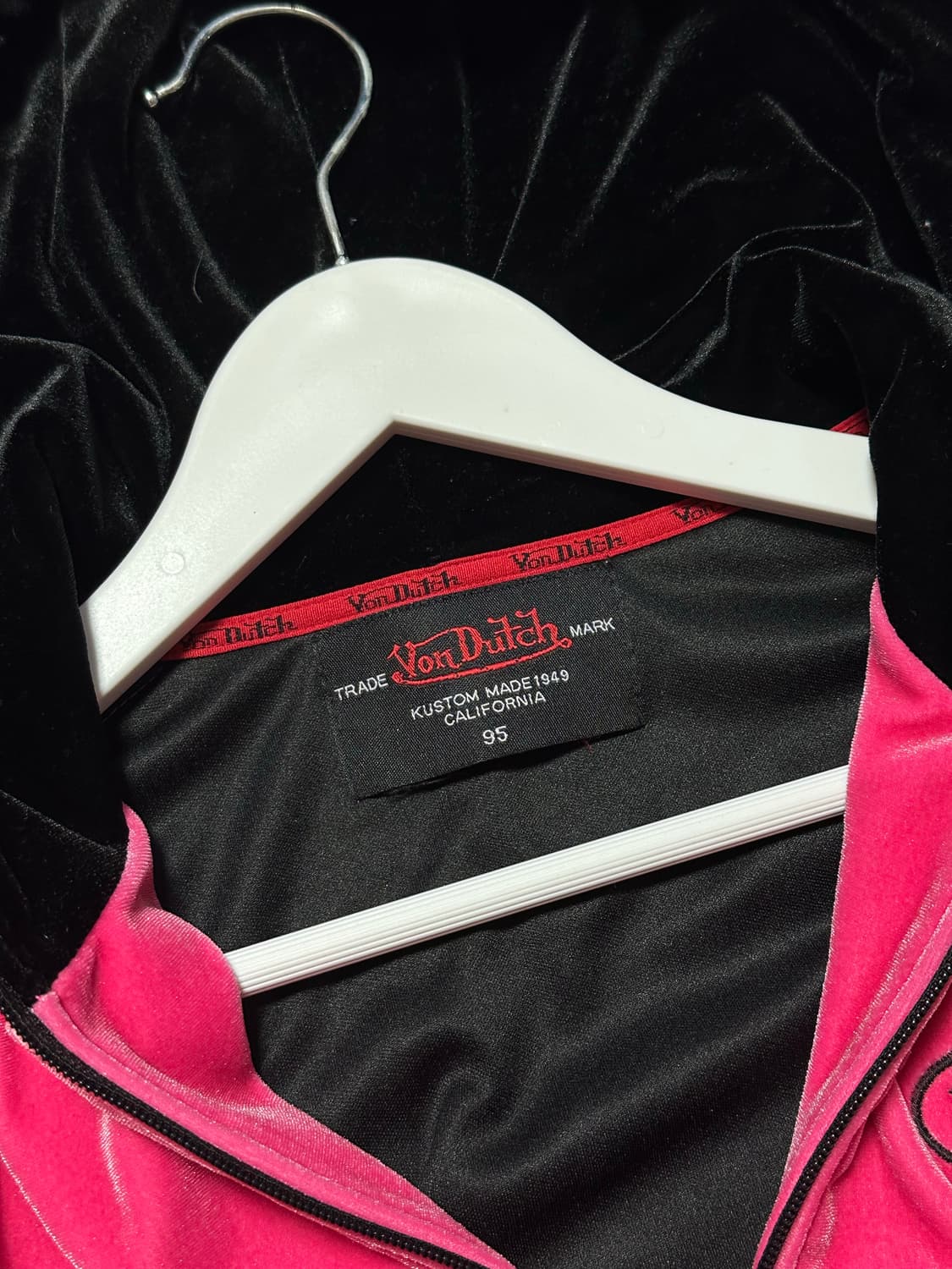 본더치 백로고 벨벳 핑크 후드집업 상품이미지6