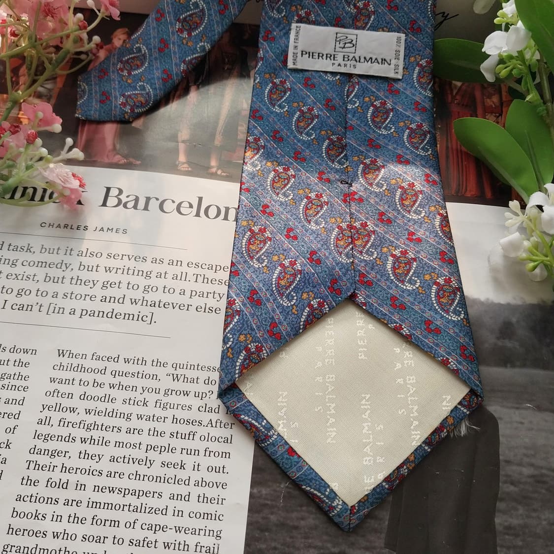 발망 실크 블루 페이즐리 패턴 넥타이 9.5cm A+등급 K1829
 상품이미지8