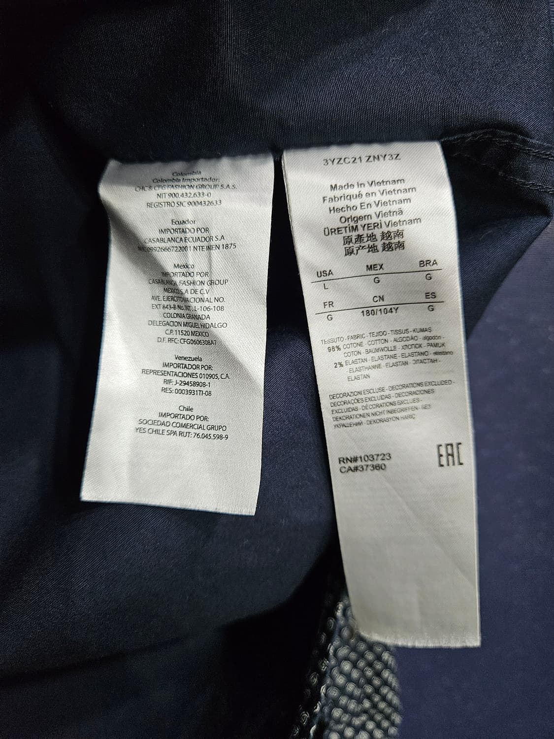 아르마니 익스체인지 멜란지 네이비 남성 슬림핏 100 긴팔셔츠  상품이미지9