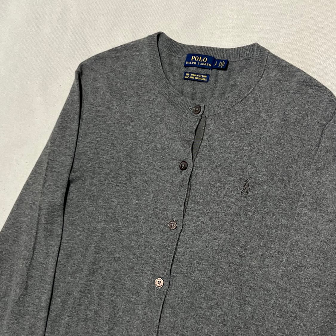 S 폴로랄프로렌 여성용 피마코튼 그레이 가디건 상품이미지1