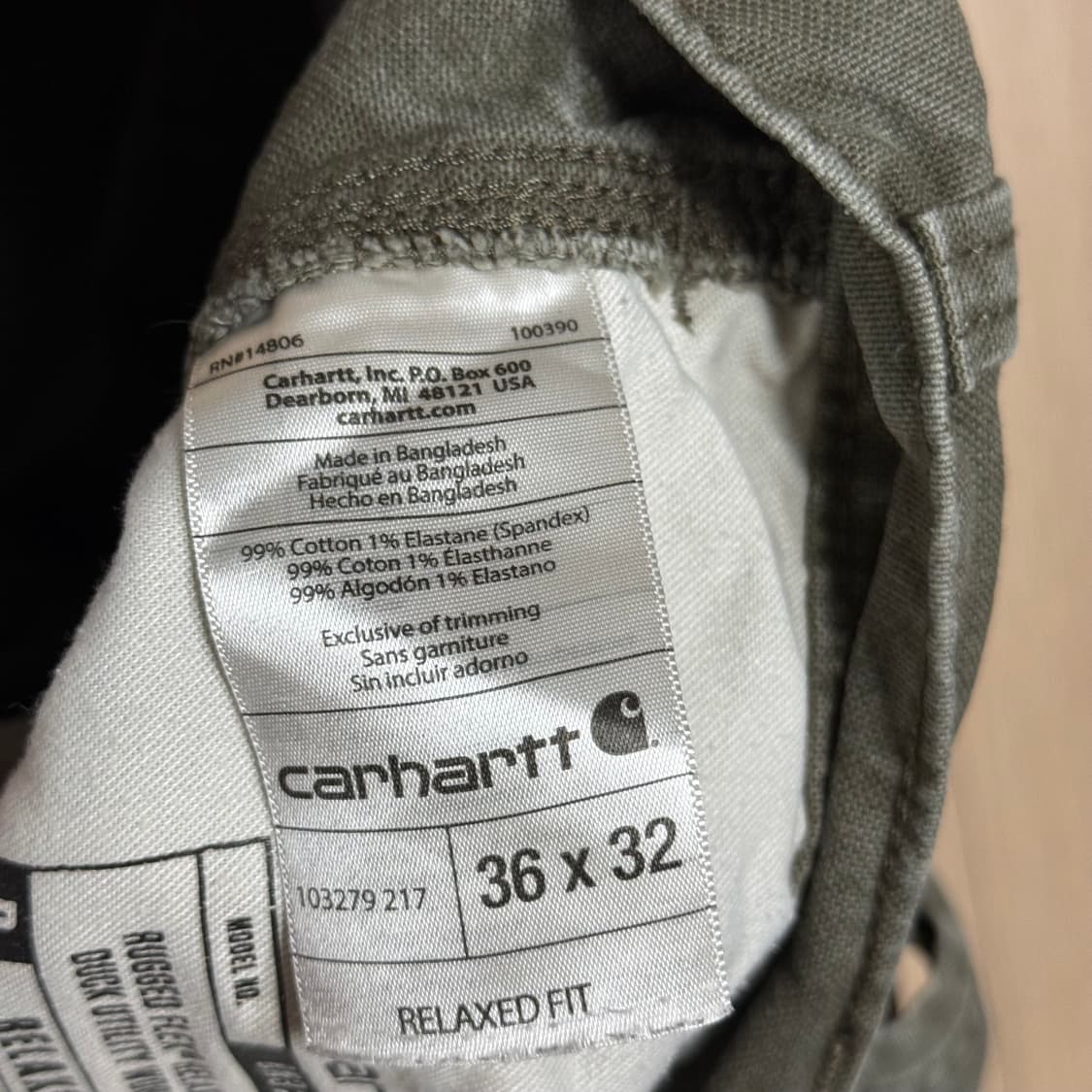 36) 칼하트 싱글니 팬츠 팝니다 상품이미지3