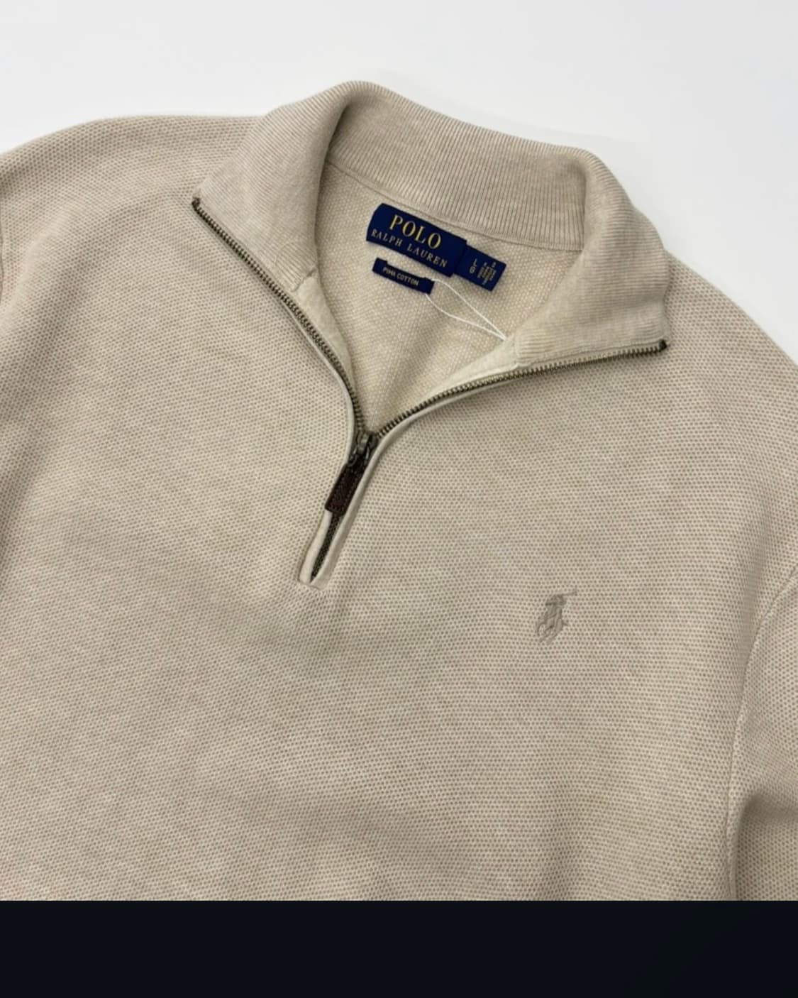 Polo 폴로 랄프로렌 신형 피마코튼 라이트베이지 하프집업 105 L 상품이미지2