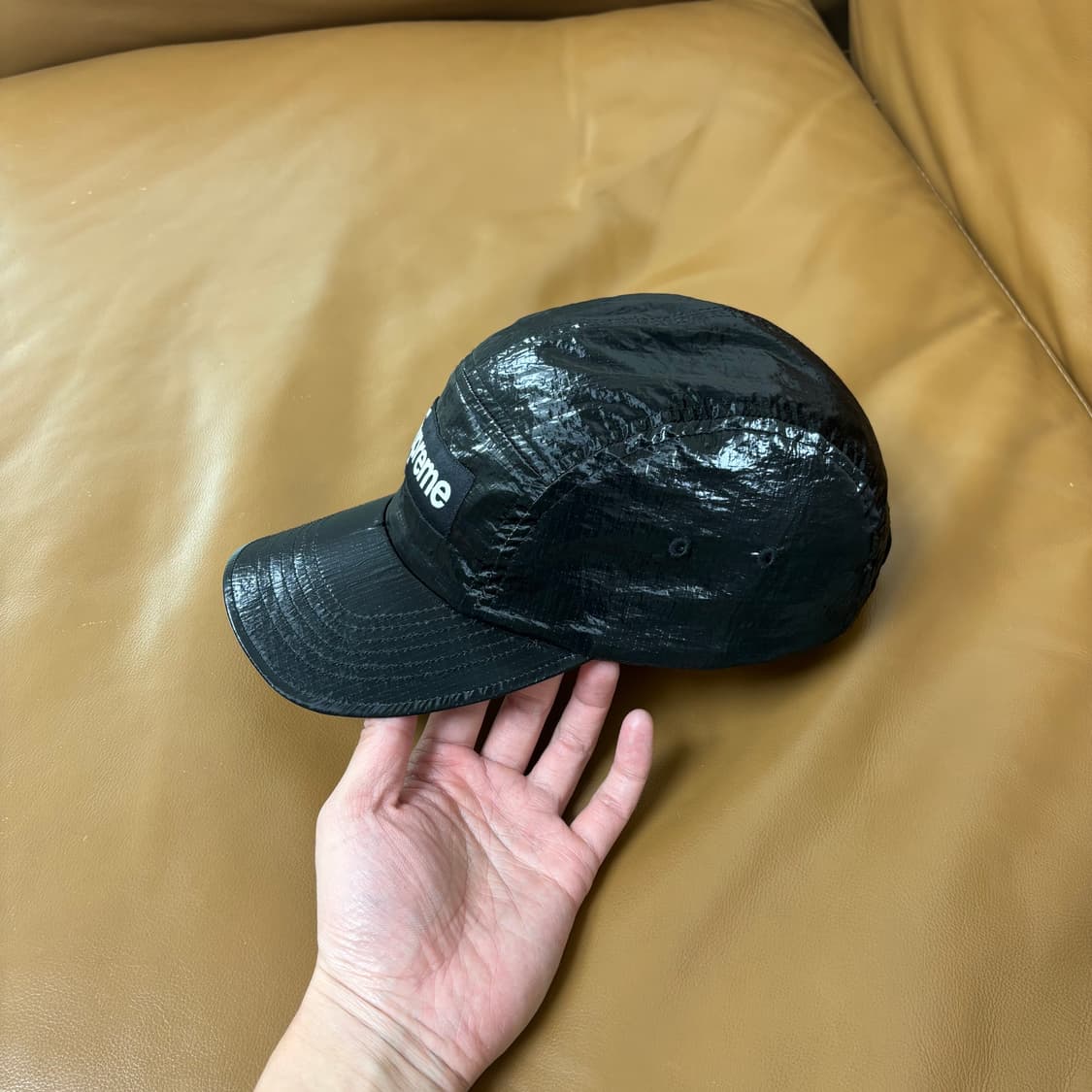 슈프림 캠프캡 모자 박스로고 23fw 글로스 립스탑 블랙 상품이미지5