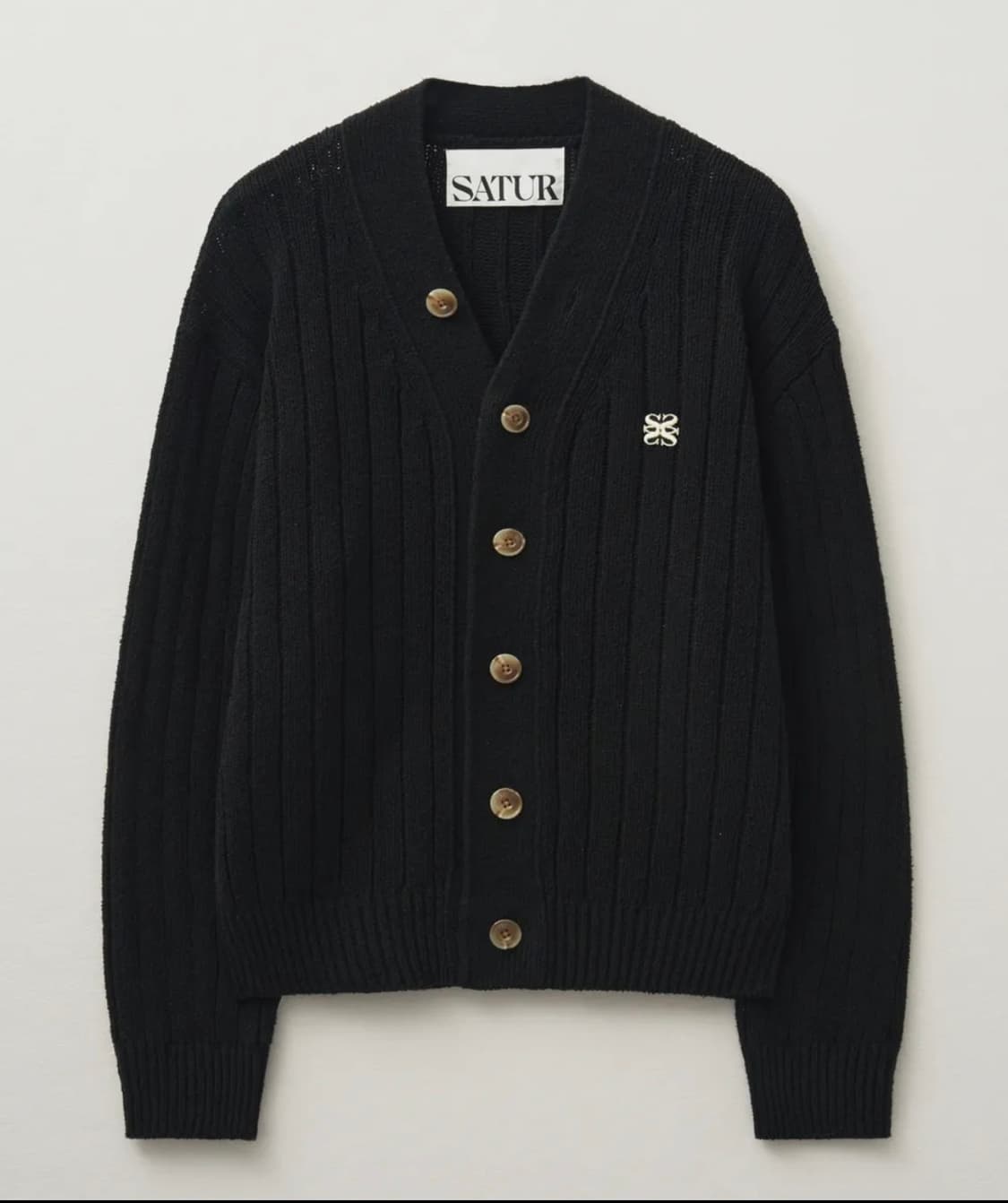 세터 파로 오버 사이즈 부클 가디건 클래식 블랙 상품이미지1