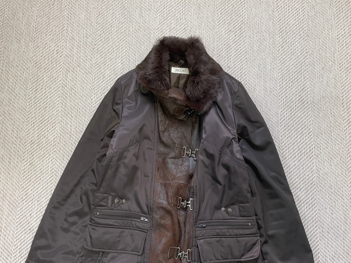 스피치오 래빗퍼 트리밍 더블 훅 롱 코트 J04016 상품이미지6