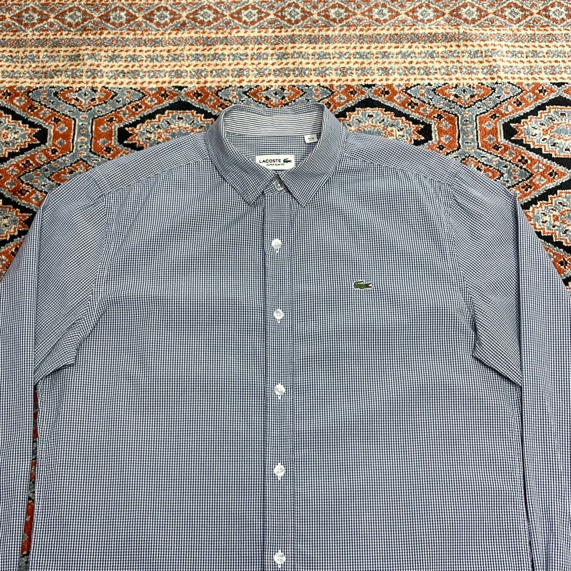 라코스테 블루 잔체크패턴 긴팔 셔츠 남성M 상품이미지2