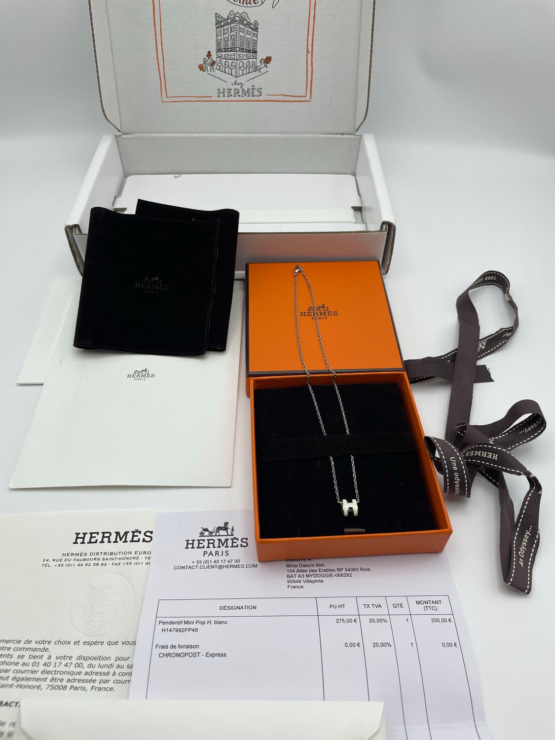 [새상품급] 에르메스 팝아슈 미니 화이트실버 목걸이 상품이미지2