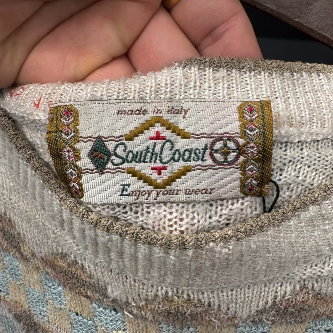 90s 사우스코스트 이태리 엠보싱 페어아일 패턴 울 스웨터 N559 상품이미지6