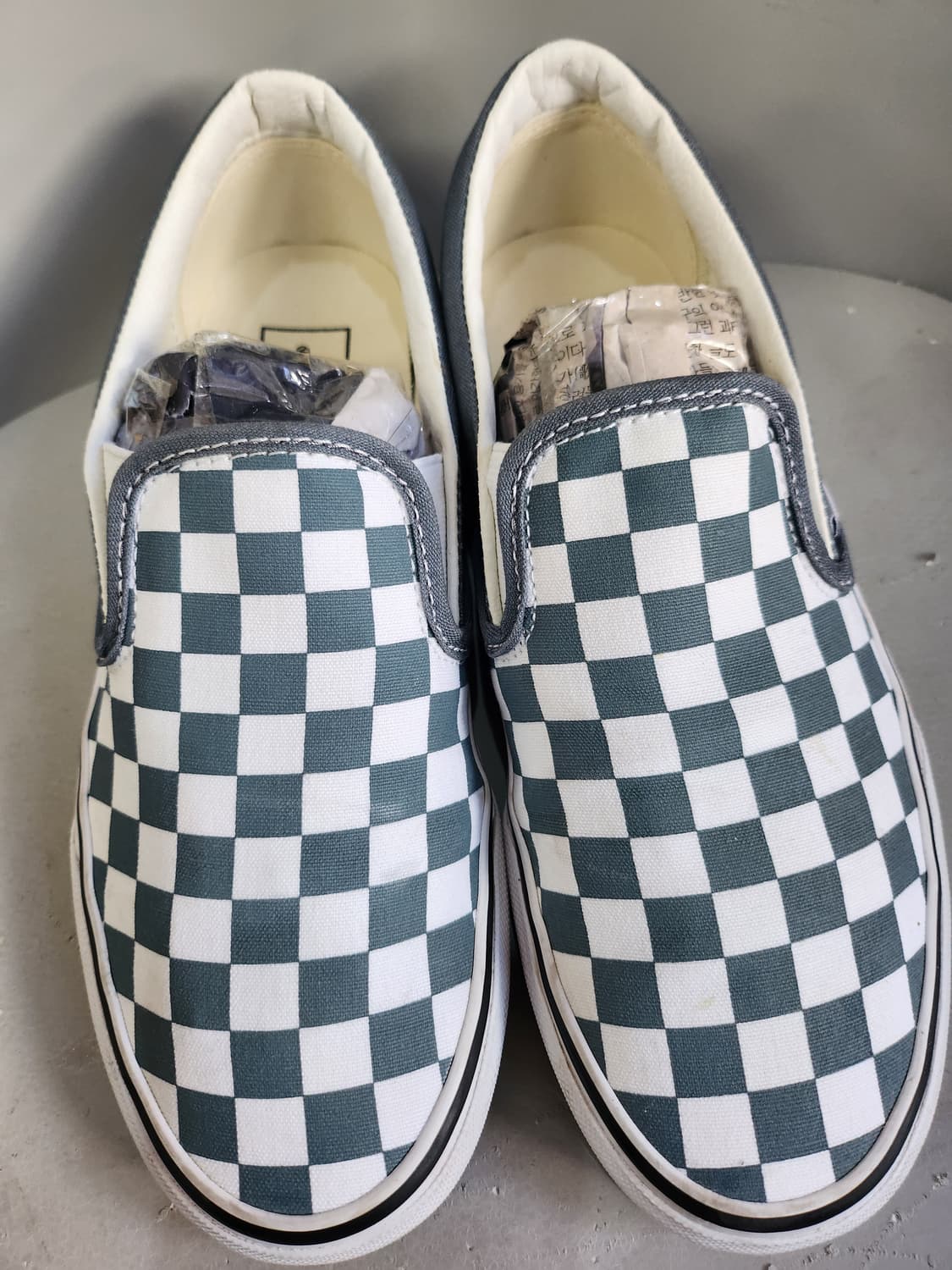 반스 체커보드 슬립온 그린/화이트 상품이미지1