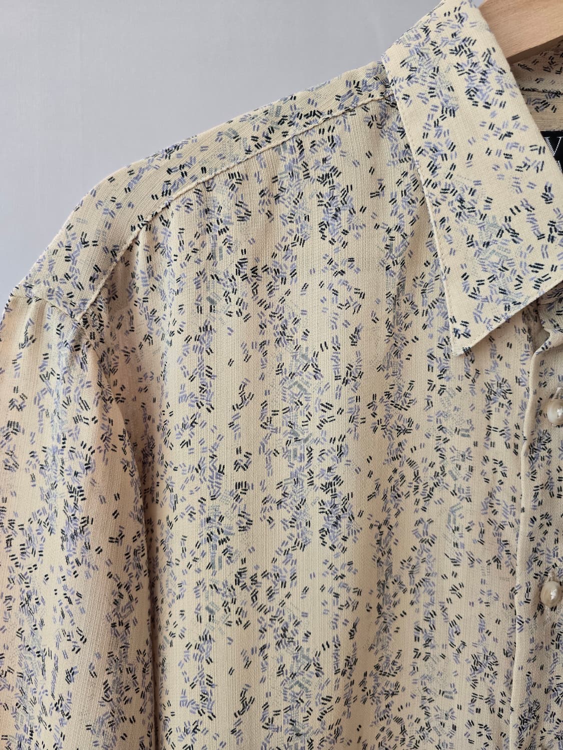 CLAUDIO VALENTINO Paris 크림 패턴 반팔 셔츠 L 상품이미지4