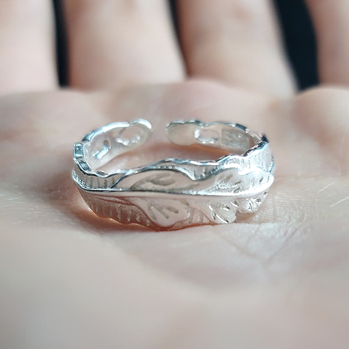 Vineton 실버 남자 엔틱 빈티지 명품 고대 숲 잎 반지 상품이미지5