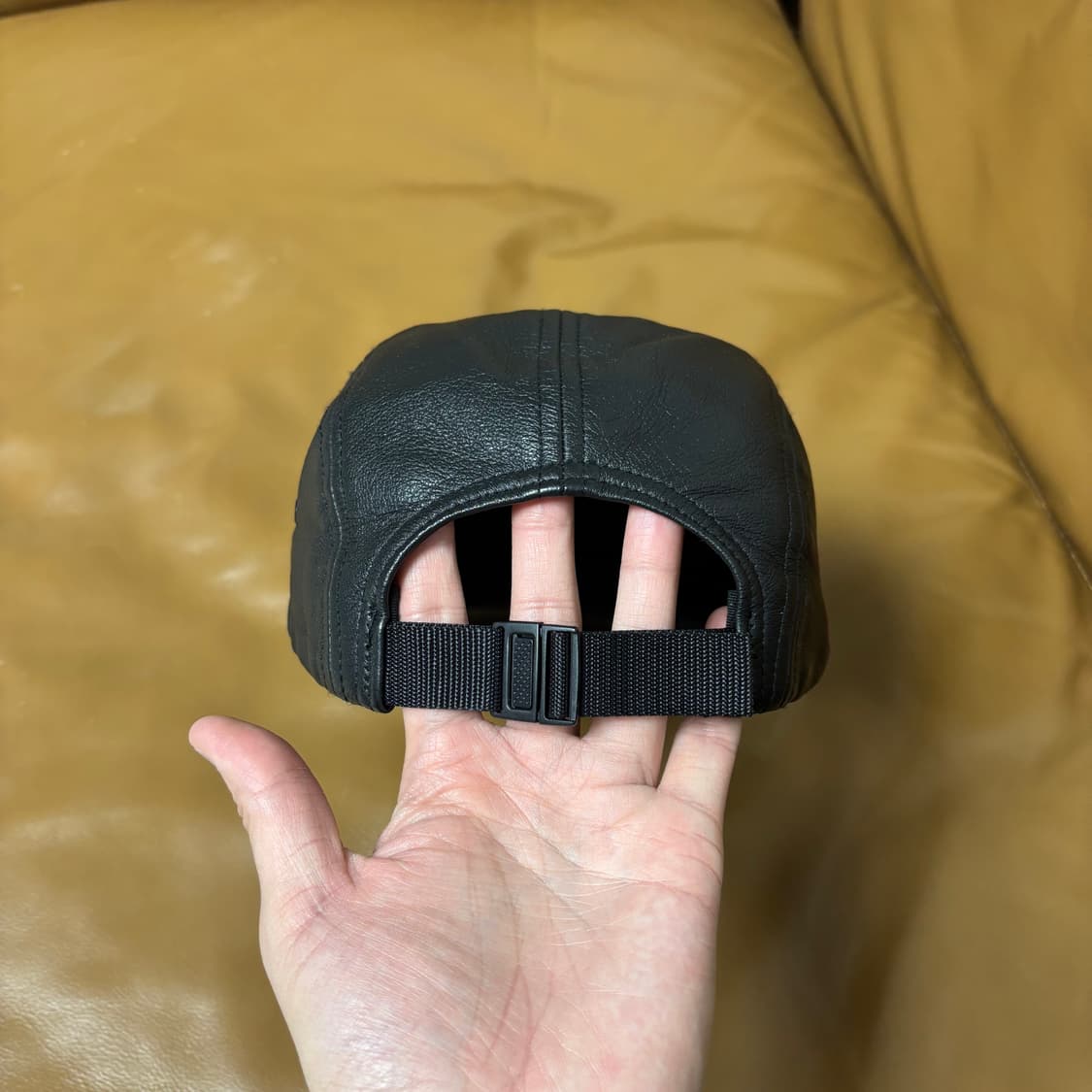 슈프림 캠프캡 모자 박스로고 레더 블랙 상품이미지7