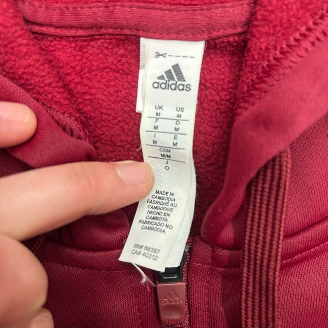 아디다스 컨템포 기모 후드집업 레드 L 상품이미지6