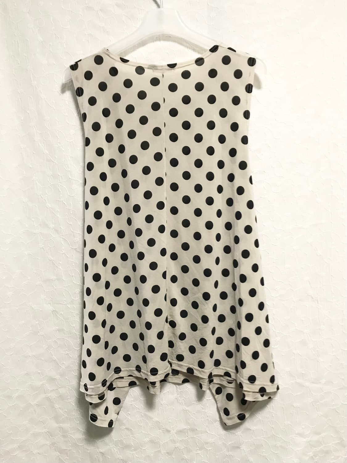 빈티지 너드 모리 도트 레이어드 슬리브리스 탑 상품이미지2