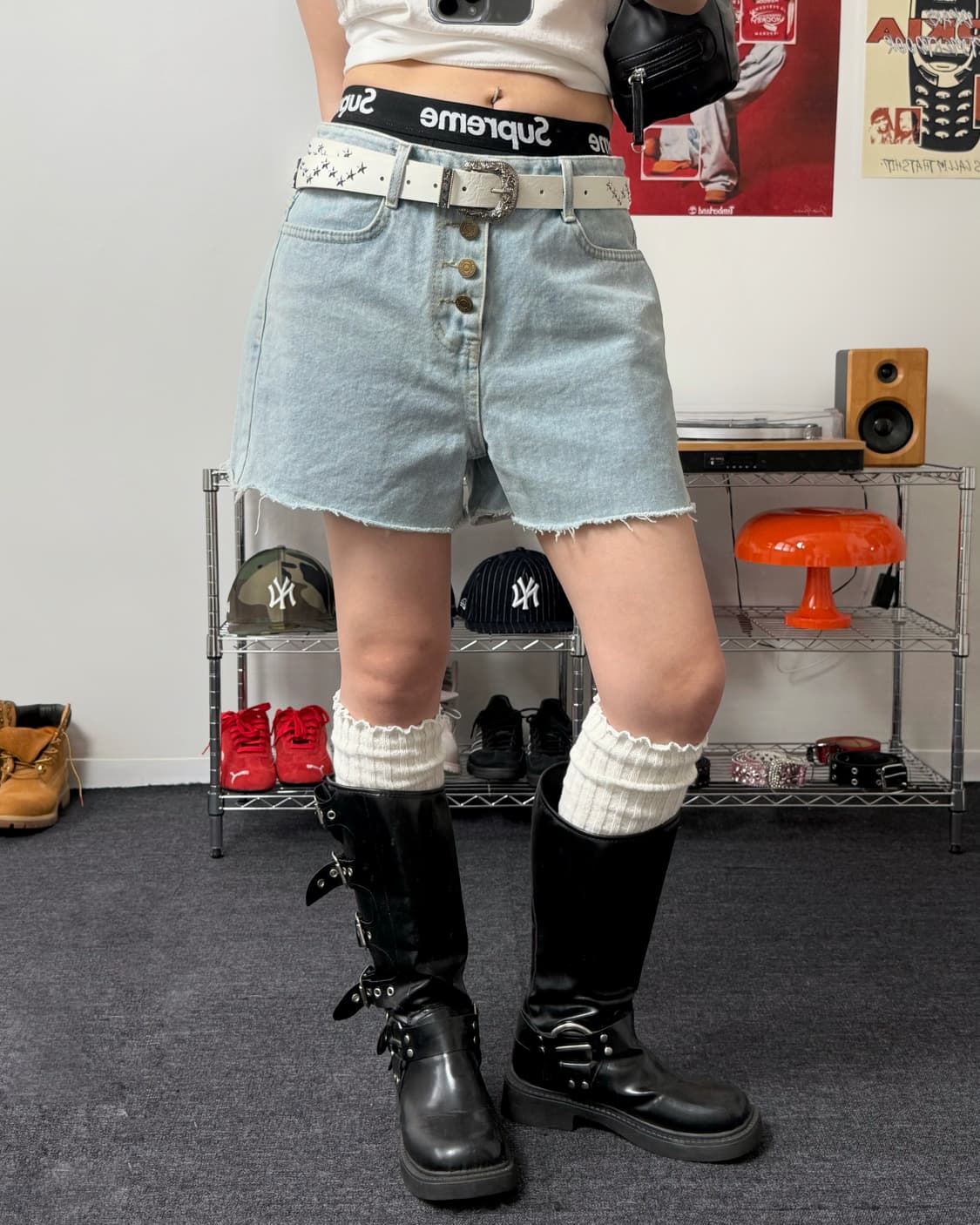 Vintage 연청 데님 숏팬츠 상품이미지1