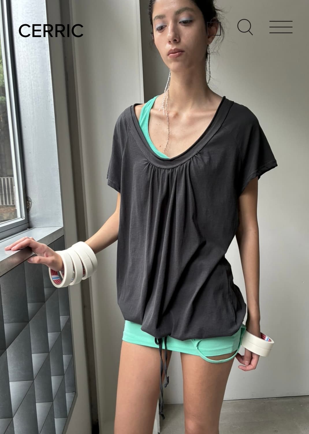 Cerric hem top - charcoal 상품이미지3
