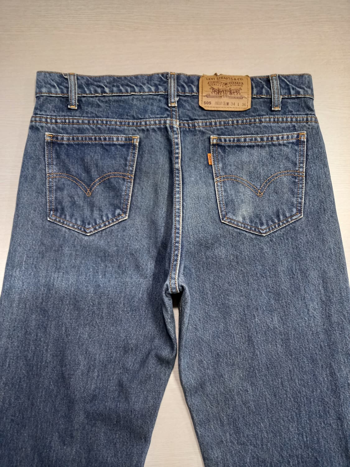 34 95's 리바이스505 오렌지탭 일자진 진청 배색진 34-574 상품이미지4