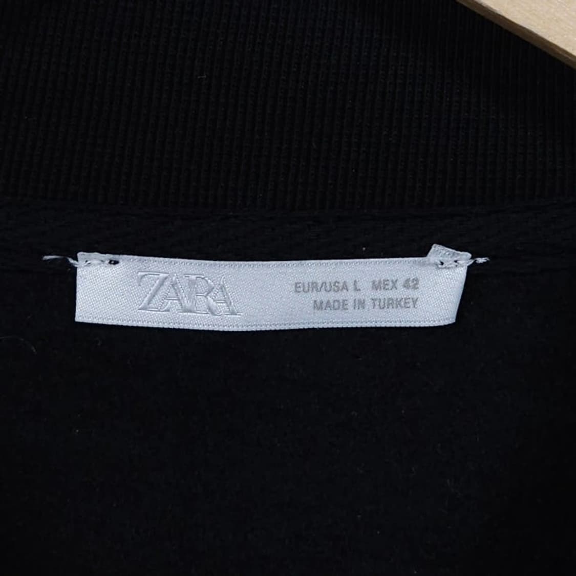 100 ZARA 자라 하프집업 맨투맨 스웻셔츠 플리스기모 블랙 상품이미지4