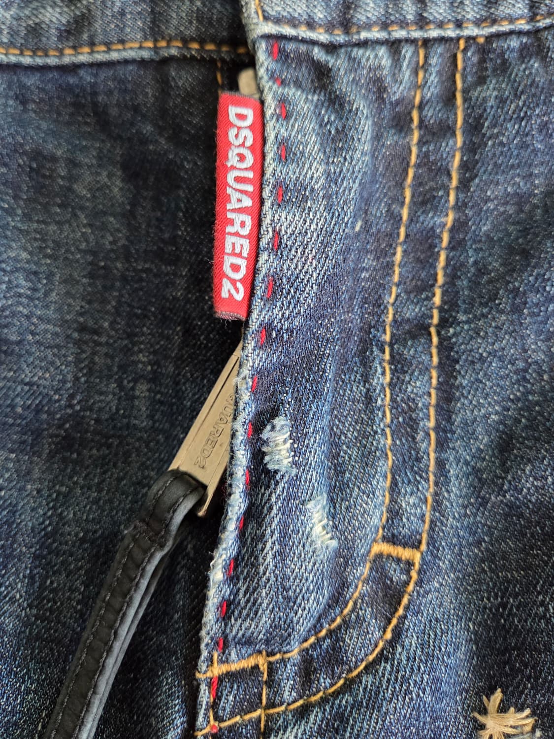 디스퀘어드 리트로 케니슈슬 타타네크 레더패치 데님팬츠 상품이미지7