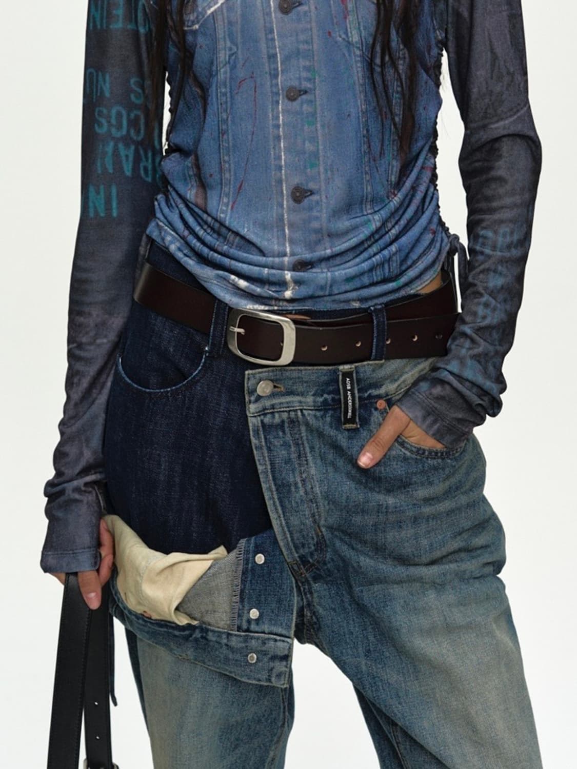 앤더슨벨 레이어드 와이드 데님팬츠 LAYERED WIDE PANTS 상품이미지2