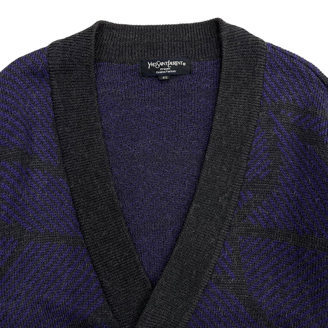 입생로랑 딥카키 배색 딥퍼플 가디건 95 상품이미지4