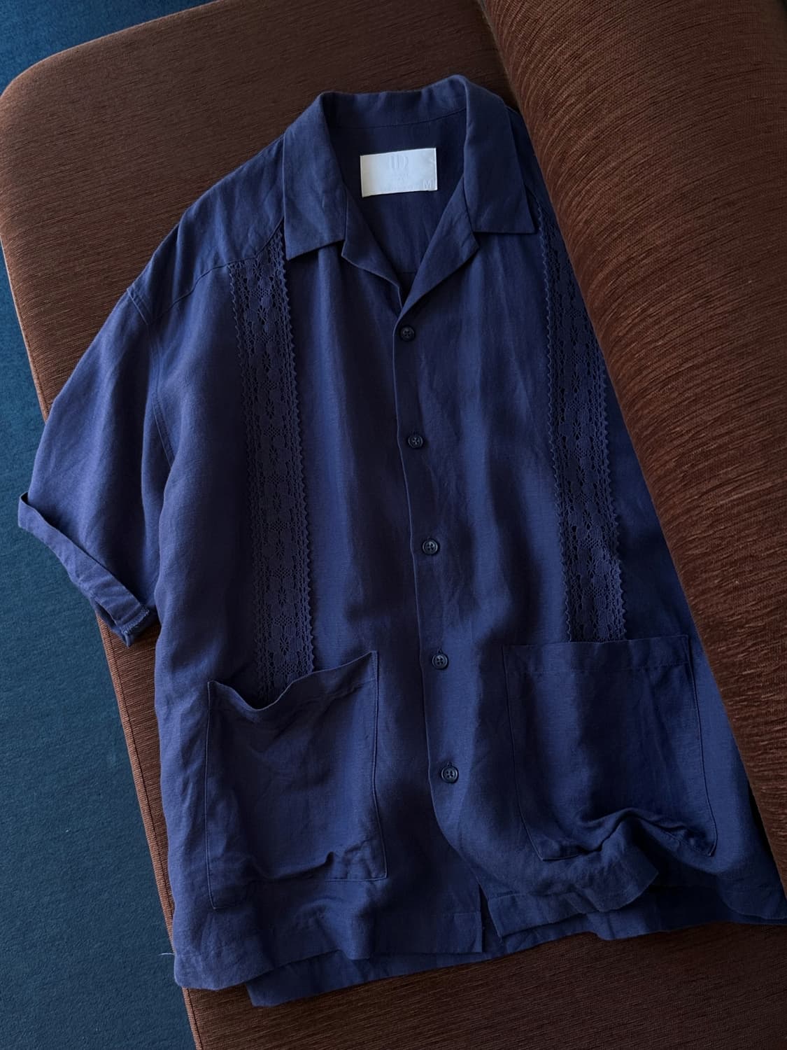 Natural linen rayon guayabera shirt 상품이미지5