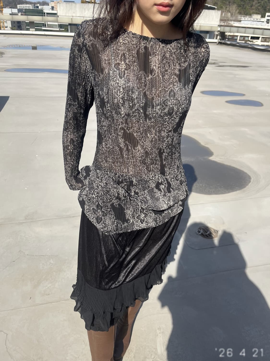 Patterned Slim Top 패턴 슬림 탑 상품이미지1