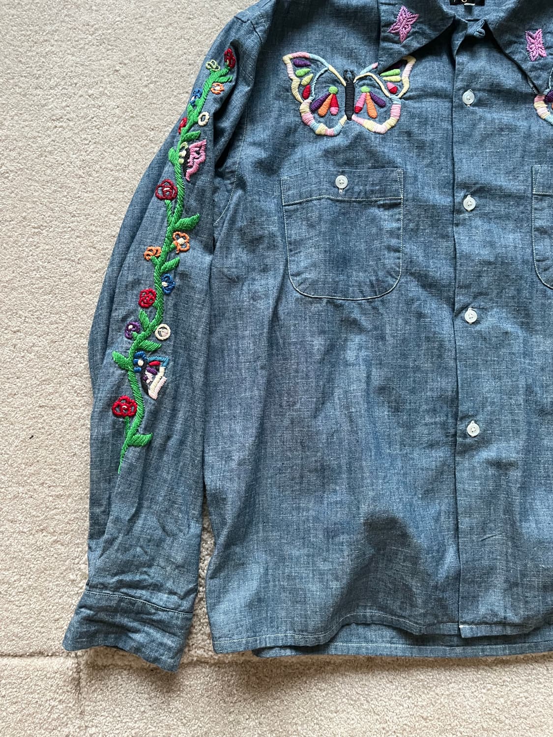 니들스 핸드메이드 자수 샴브레이 셔츠 (103-105) 상품이미지5