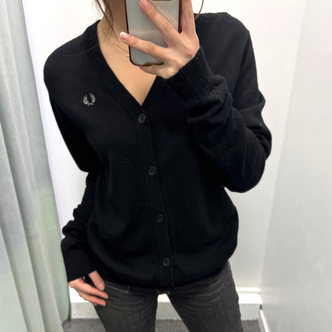 Fred perry 블랙 울 가디건 상품이미지1