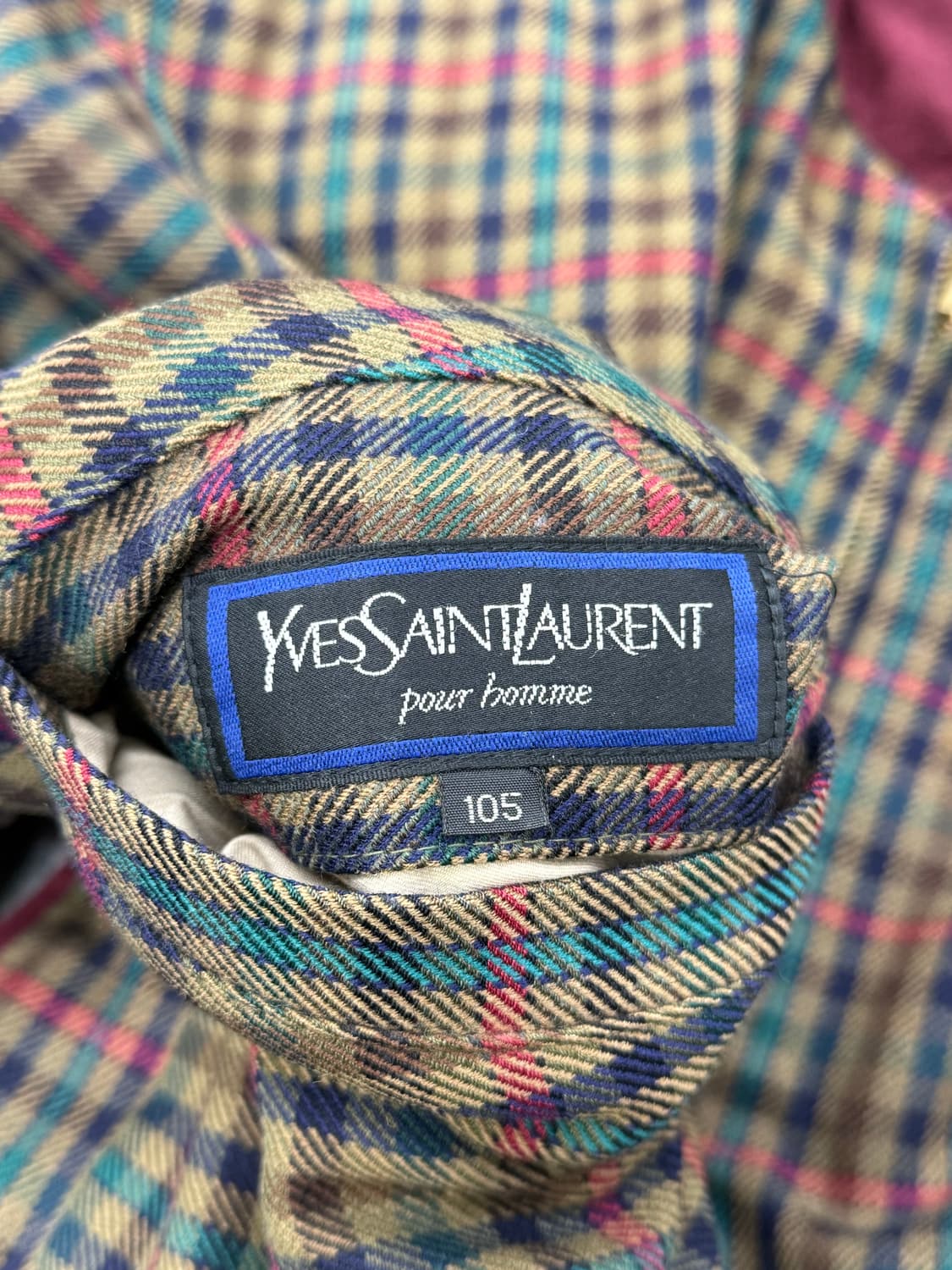 이브 생로랑 뿌르 옴므 리버시블 체크 버건 울 블루종 자켓 상품이미지8