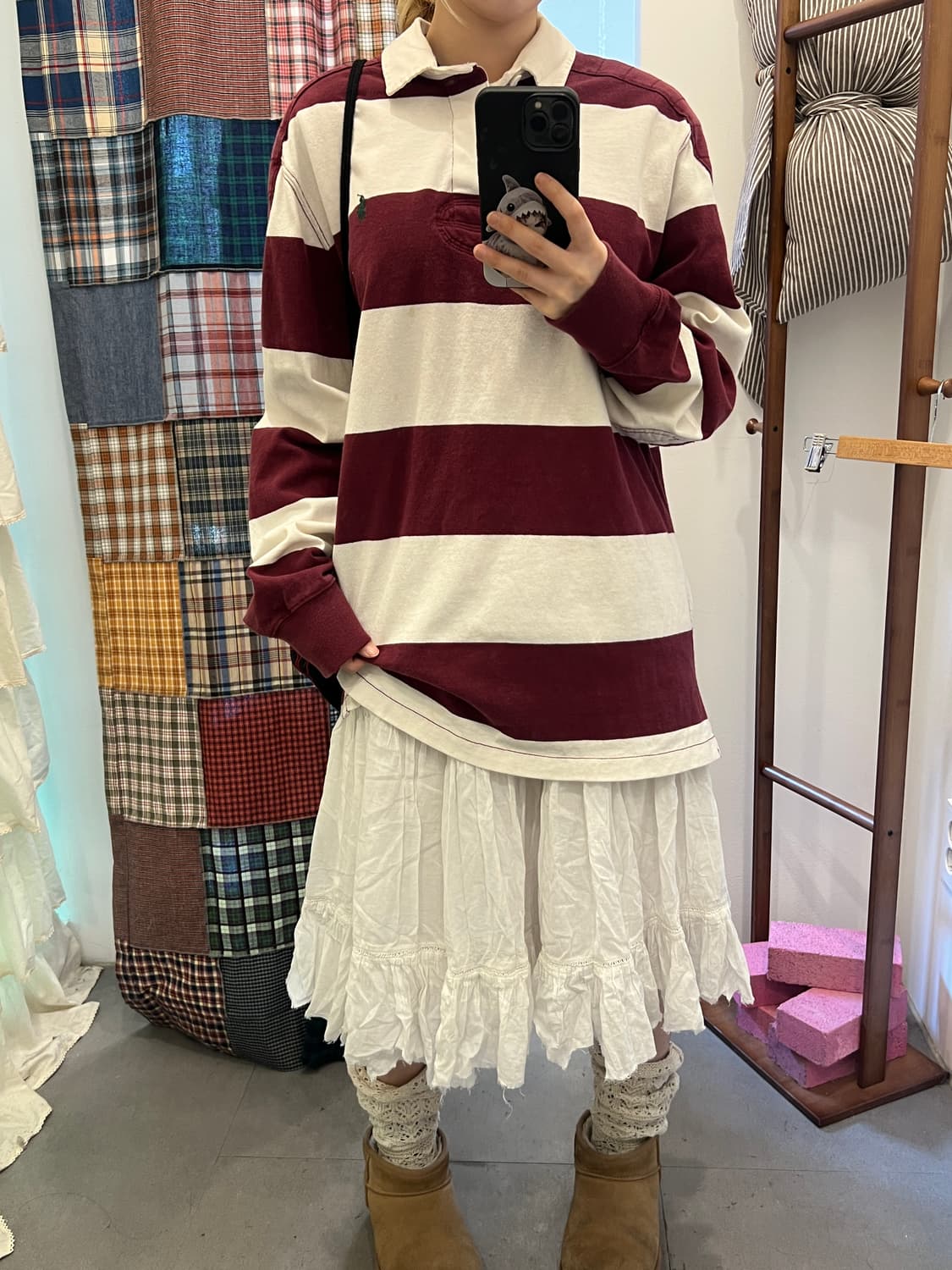 폴로 버건디 스트라이프 카라티 상품이미지3