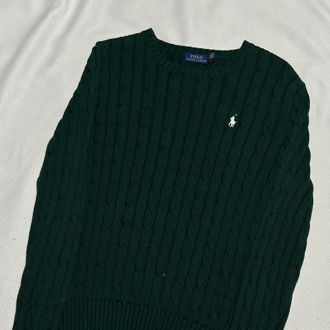 M 폴로랄프로렌 여성용 그린 코튼 케이블 니트 상품이미지1