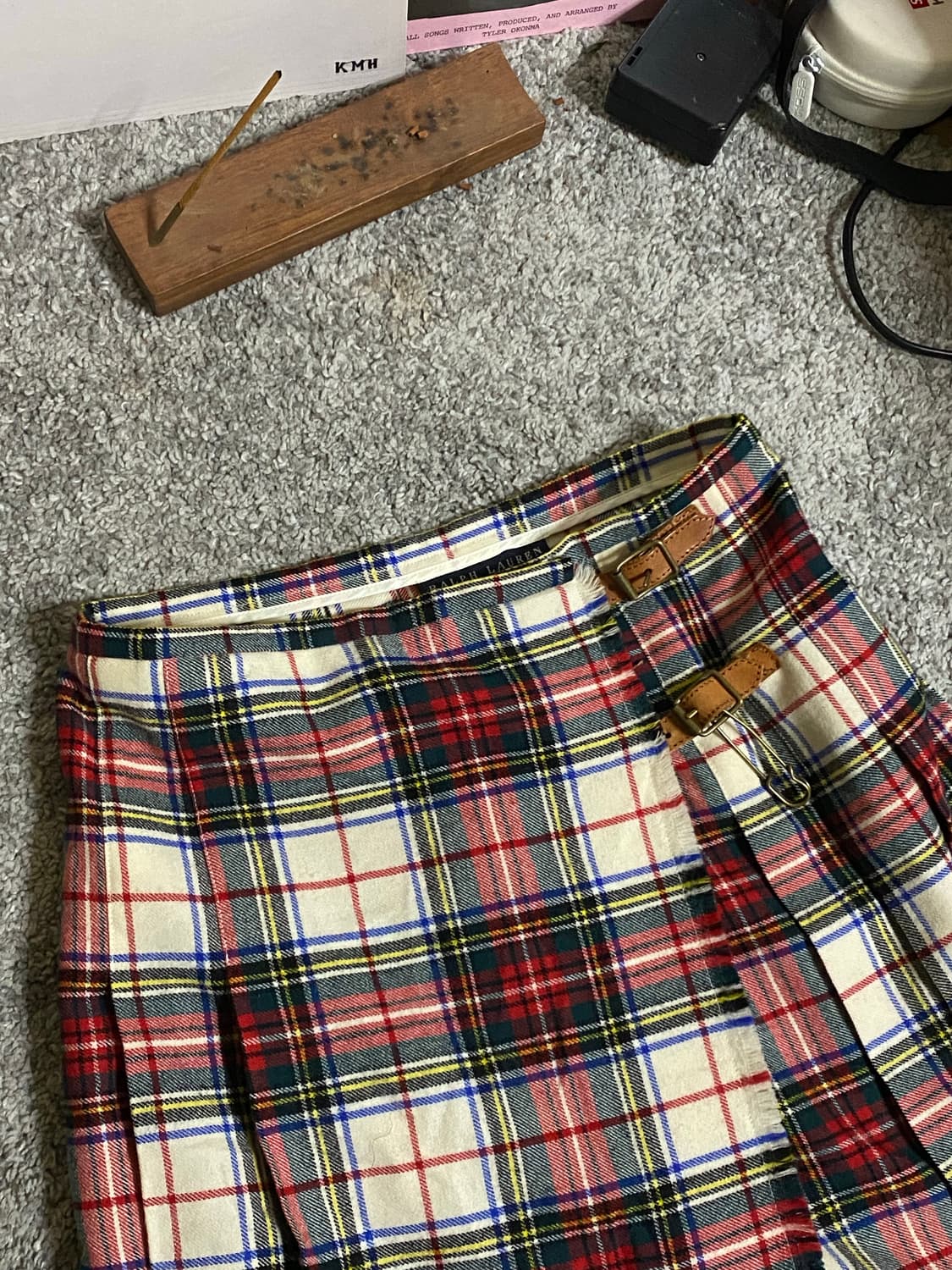 랄프로렌 체크 플리츠 랩 스커트 상품이미지5