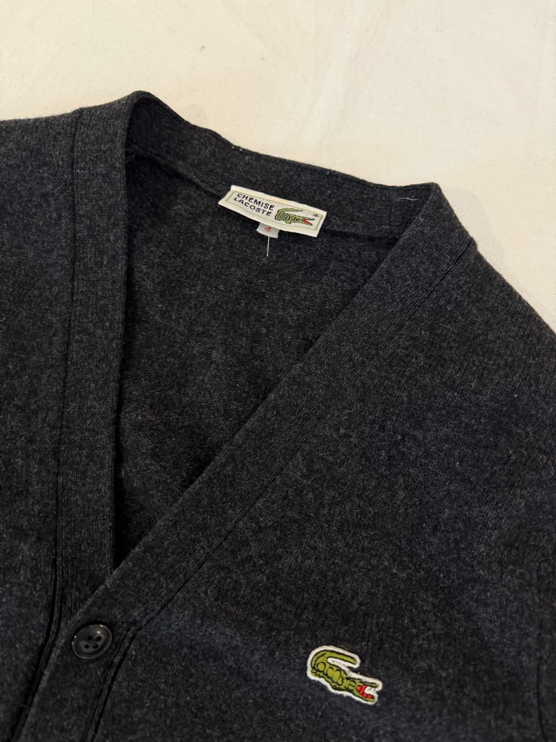 80s CHEMISE 라코스테 빈티지 그레이 울 가디건 상품이미지2