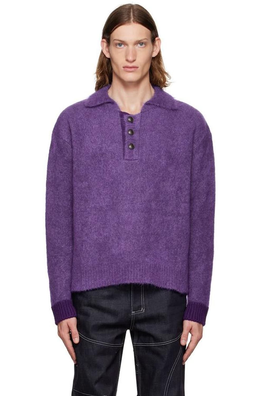 앤더슨벨 채터리스 브러쉬 폴로 스웨터 퍼플 M 상품이미지2