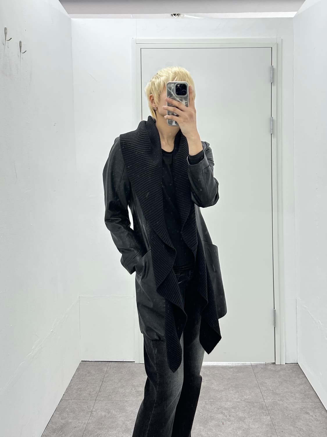 Sheepskin knit drape jacket  상품이미지1