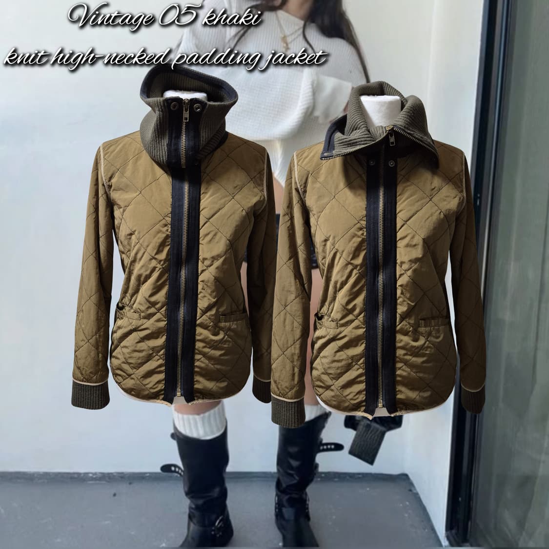 Vintage 05 khaki knit high-necked 상품이미지1