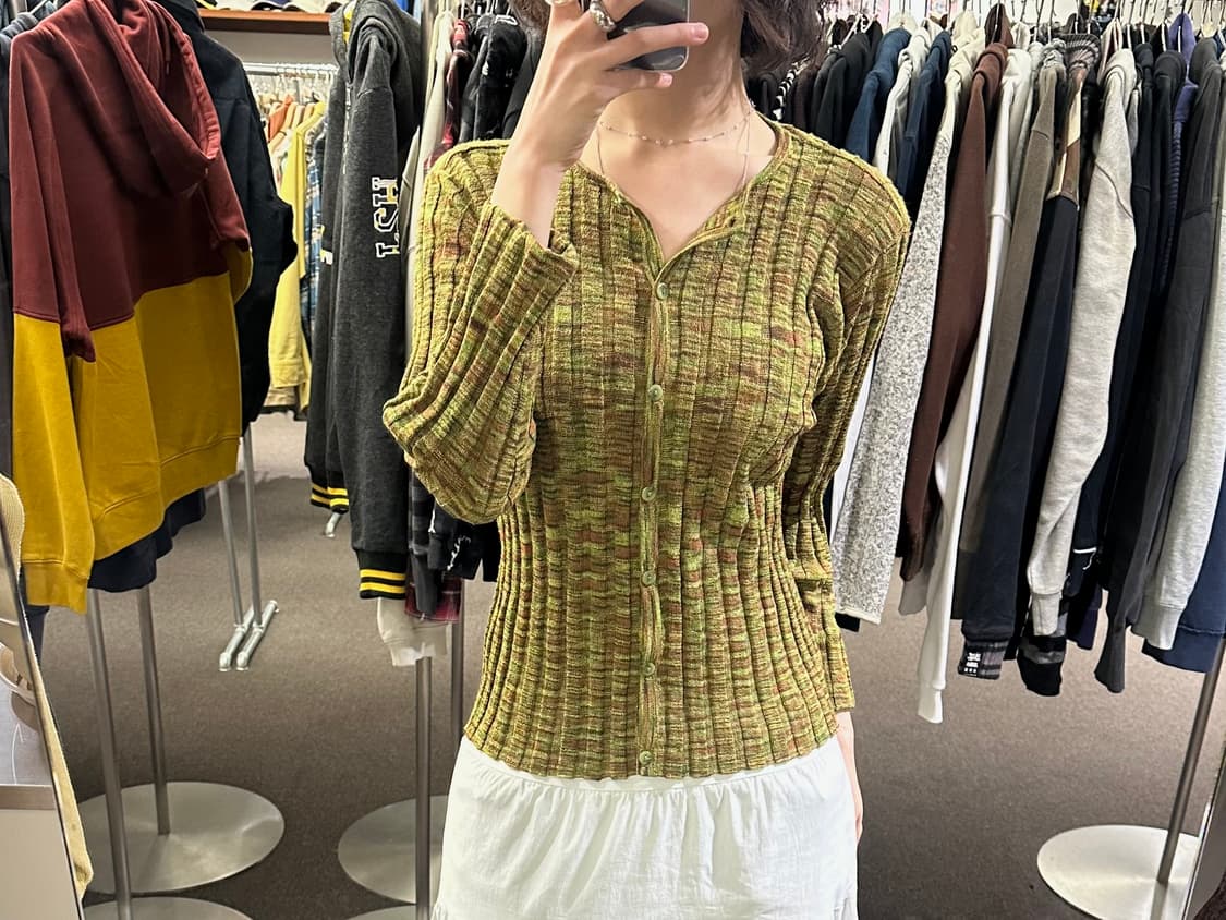 OS)Japanese vintage 여성 패턴 골지 니트 가디건 상품이미지1