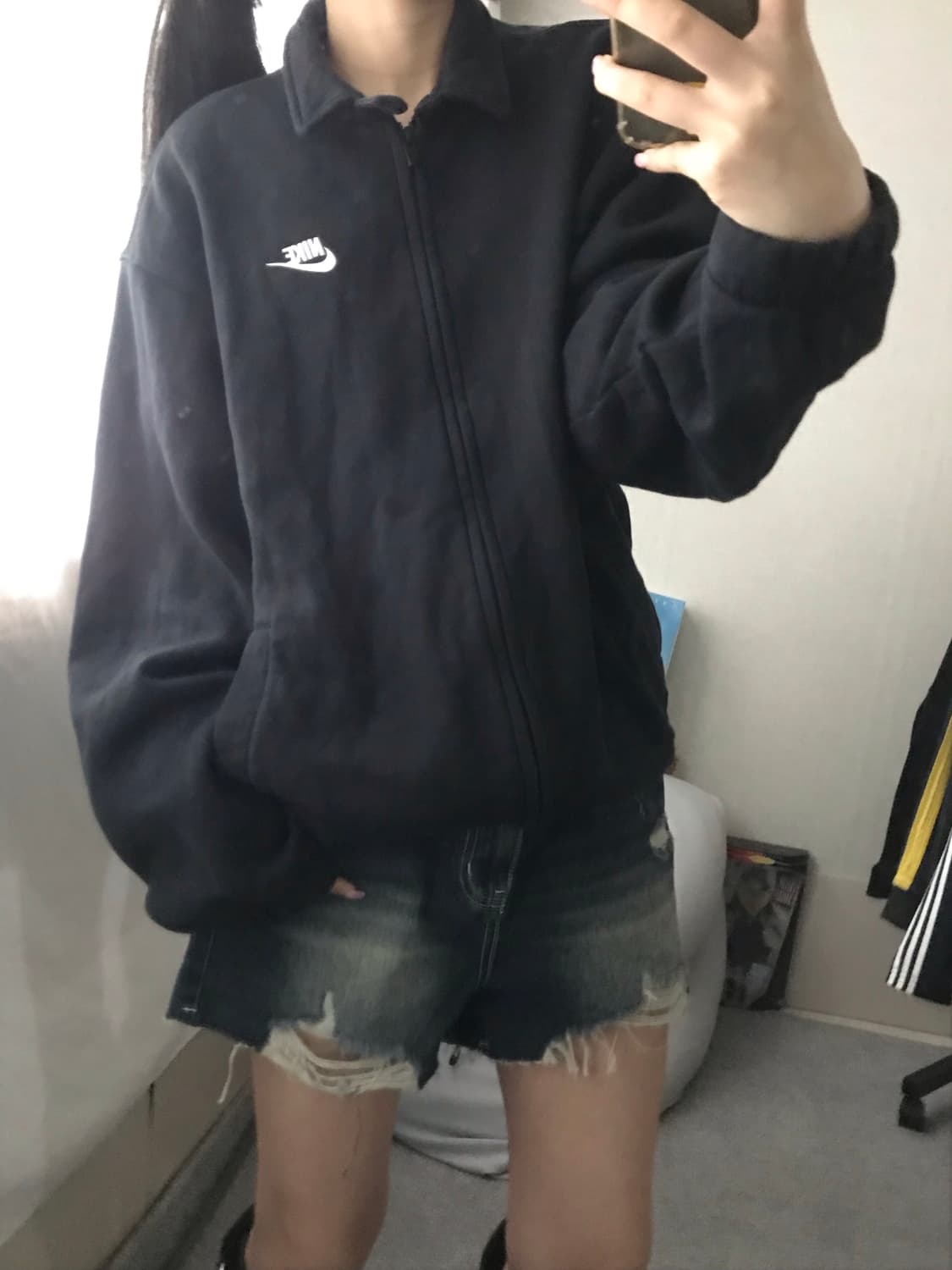 나이키 블랙 넥버튼 면집업 상품이미지3