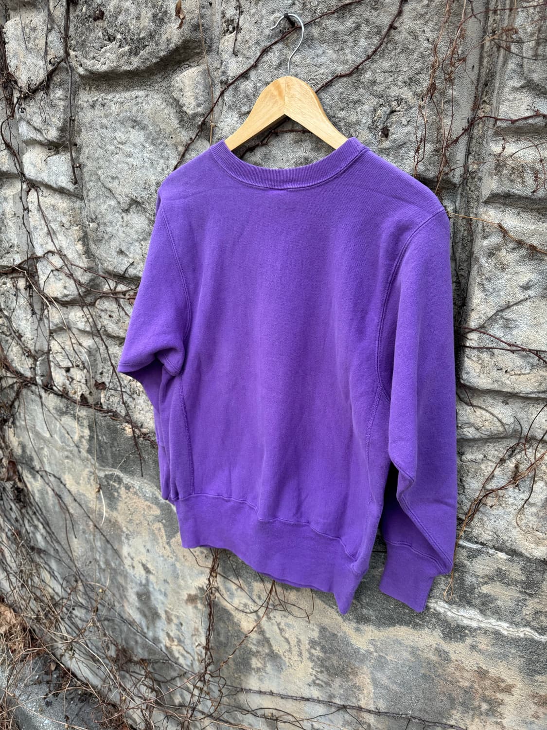 90s 챔피온 빈티지 리버스위브 자수로고 플레인 스웻 셔츠 맨투맨 보라 상품이미지4