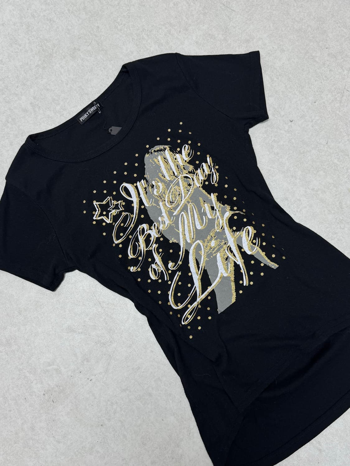 갸루 글리터 프린팅 탑  상품이미지2