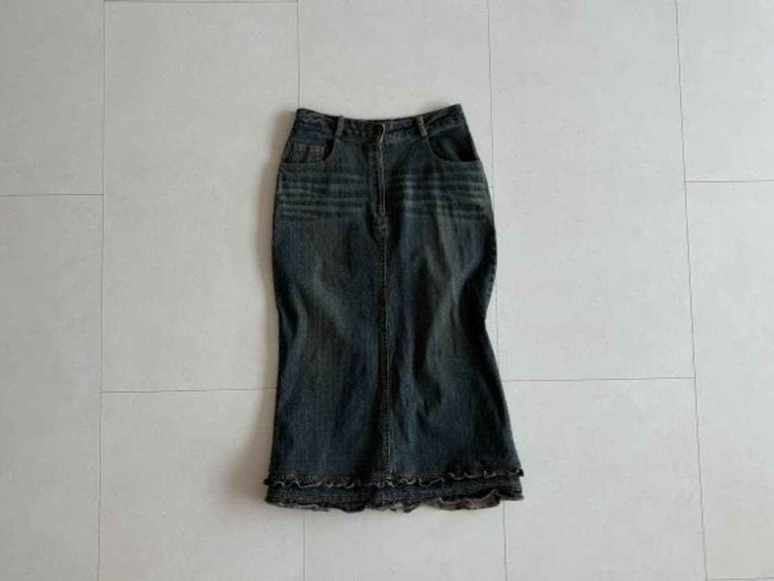 ruffle hem denim skirt 상품이미지1