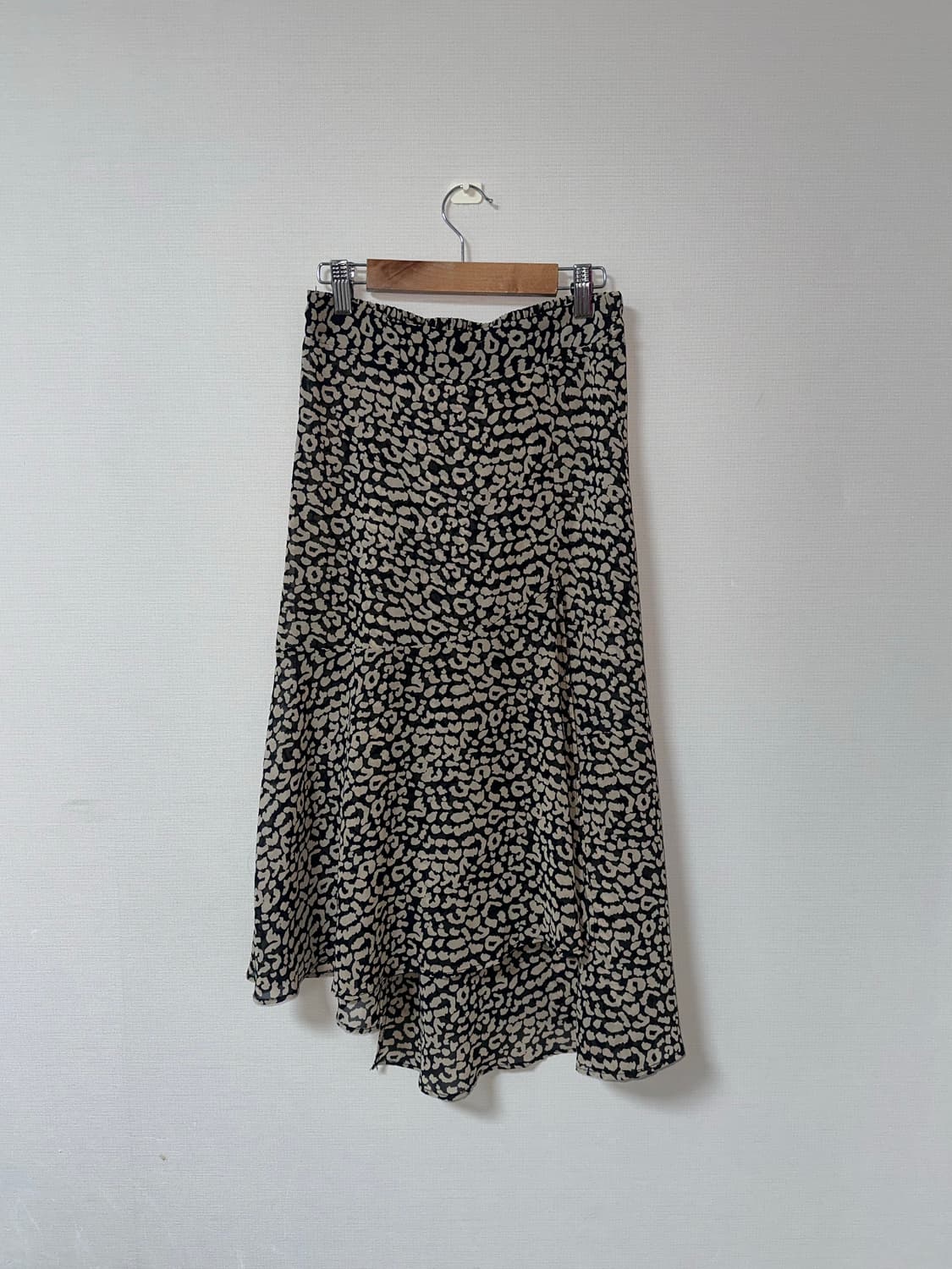 빈티지 호피 언발란스 레이어드 미디 스커트 상품이미지4