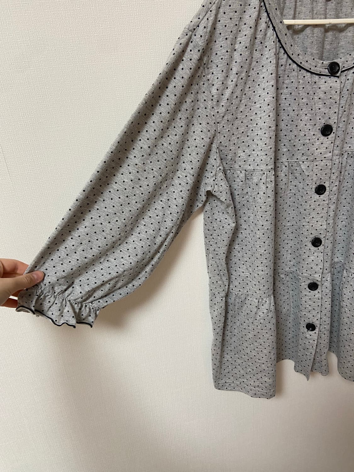 일본 빈티지 소매레이스 도트 미디 원피스 상품이미지2