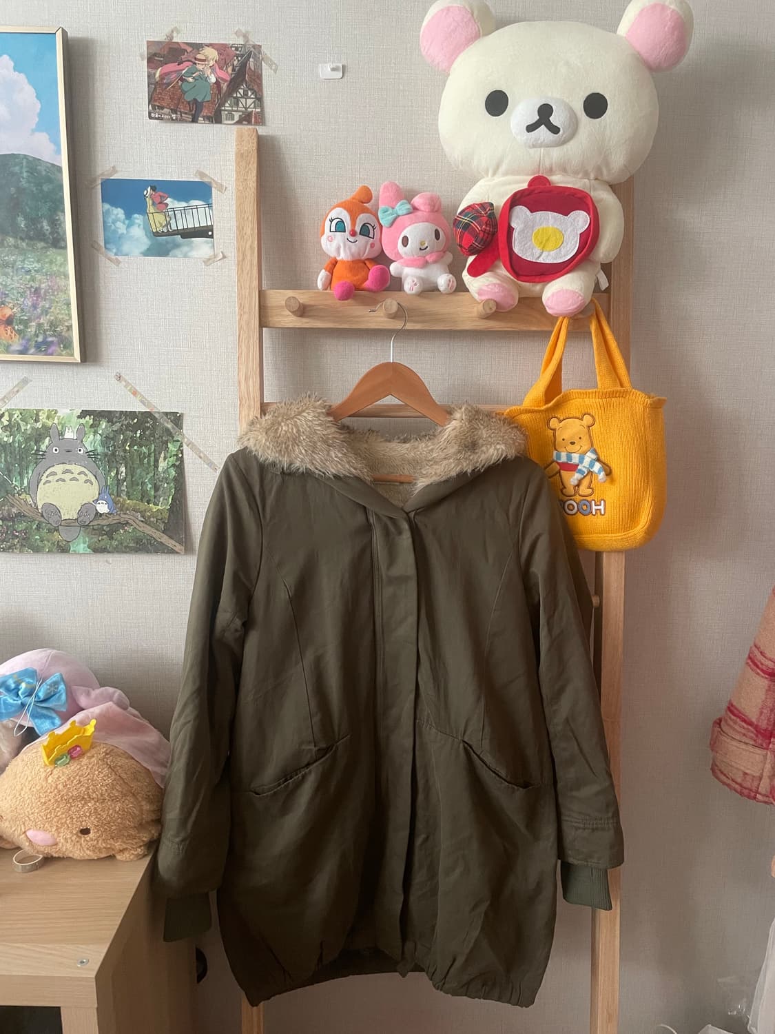 모리걸 빈티지 퍼 야상자켓💚 상품이미지1