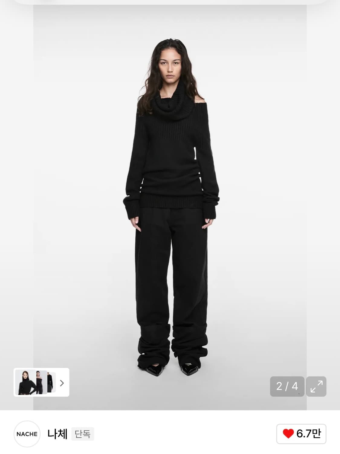 NACHE 2-WAY SHAWL KNIT BLACK 1 상품이미지1