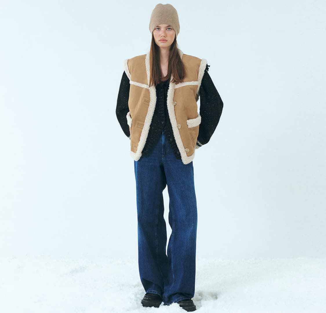 에트몽 무스탕 Mustang V-Neck Vest, Beige 상품이미지2