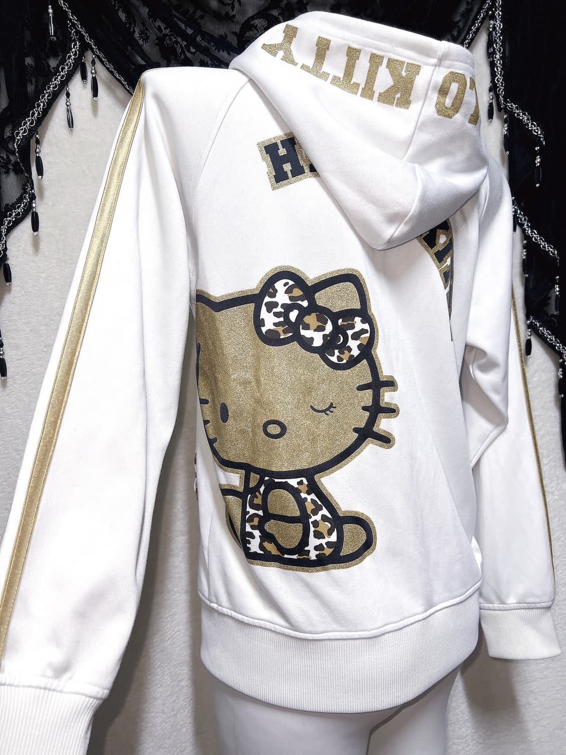 헬로키티 레오파드 호피 골드글리터 후드집업 오네갸루 펑크 헤이세이 시부야 상품이미지8