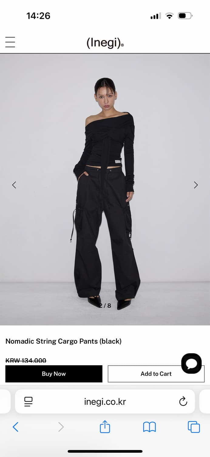 새상품) 이네기 노마딕 카고팬츠 블랙 상품이미지2